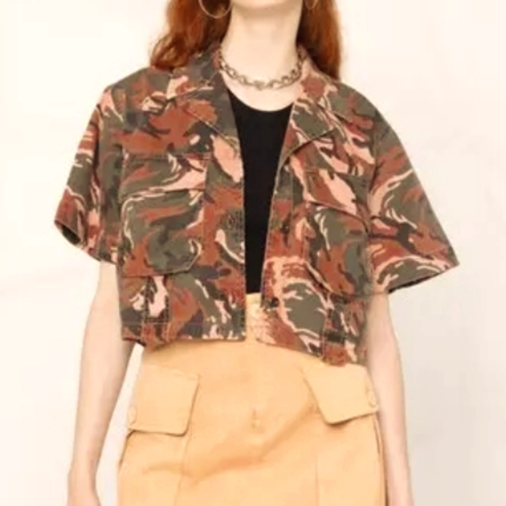 Diesel cropped short sleeve camo jacket